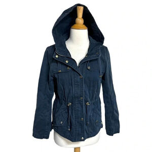 H+M 8 blue utility cargo‎ jacket with hood